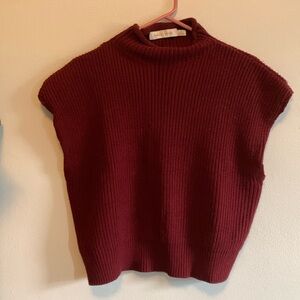 Maroon, knit, cut-off sweater